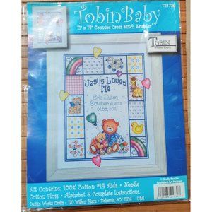 2009 Tobin Counted Cross Stitch Kit 11X14" Jesus Loves Me Sampler -T21730